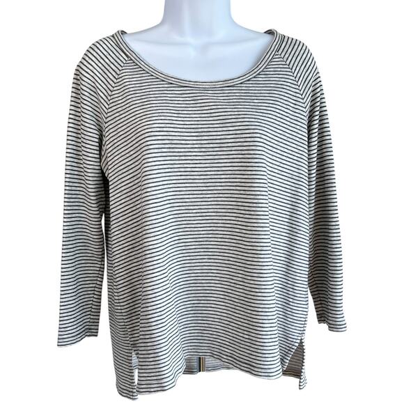 James Perse Mini Stripe Raglan Pullover Top Heather Grey Size 2 Medium Quiet Lux - Picture 1 of 6